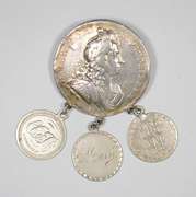 Silver Coronation Medal/Love Token Pin British - US Coins Seated Dime