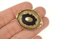 Gold Filled Victorian Black Onyx Spinning Mourning Hair Pin/Brooch