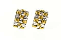 18K White Gold Roberto Coin Two Tone Knot Woven Clip Earrings