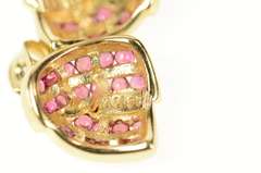 14K Yellow Gold Ruby Channel Criss Cross Statement Stud Earrings