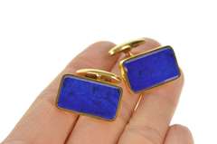 18K Yellow Gold Carlo Weingrill Squared Lapis Lazuli Men's Cuff Links