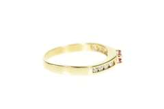 10K Yellow Gold Marquise Syn. Ruby Diamond Wavy Band Ring