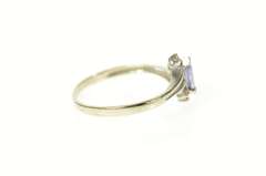 10K White Gold Marquise Tanzanite Diamond Bypass Ring