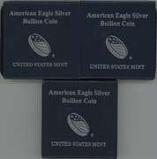 Gem BU 2018, 2019, & 2020 $1 Silver Eagles in original US Mint boxes