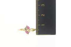 14K Yellow Gold Natural Ruby Diamond Accent Bypass Ring