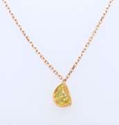 Attractive Yellow Gold Half Moon Fancy Yellow Diamond Necklace