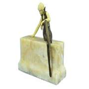 Nude Sexy Girl Sitting on Marble Base Bronze Statue