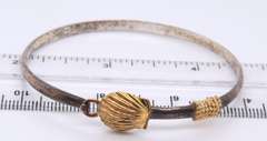 Vintage Sterling Silver Shell Bangle Bracelet