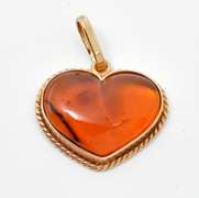 Pretty 14k YG Amber Heart Pendant