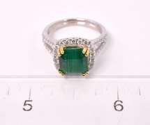 Dazzling Ladies Approx. 3.88CTS Emerald and Approx. 0.69CTW Diamond Ring in 18K White Gold