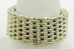 Wide Sterling Woven Mesh Ring, Size 7