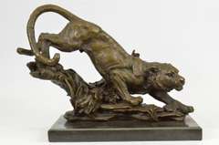African Tiger Bronze Sculpture