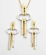 Stylish Contemporary Pendant & Earring Suite