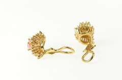 14K Yellow Gold Pink & White CZ Ballerina Clip Back Earrings