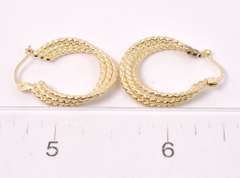 Tasteful Textured Hoop Earrings in 14K Yellow gold
