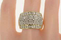 10K Yellow Gold 2.01 Ctw Diamond Encrusted Squared Statement Ring