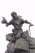 Cowboy with Bucking Horse Bronze Sculpture