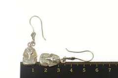 Sterling Silver Pharaoh Bust Ancient Egyptian King Dangle Earrings