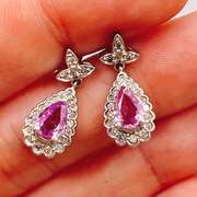 14kt Gold, Pink Sapphire, & Diamond Earrings