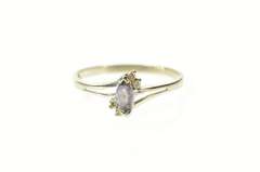 10K White Gold Marquise Tanzanite Diamond Bypass Ring