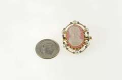 14K Yellow Gold Catherine De Medici Pearl Diamond Cameo Pin/Brooch