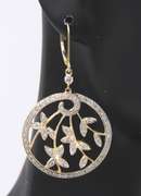 Stunning Yellow Gold Leverback Diamond Flower Earrings