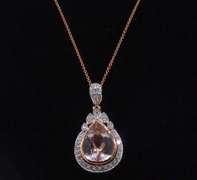 Precious Morganite and Diamond Pendant