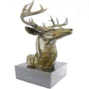 Elk Deer Stag Bust Bronze Statue