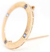 Vintage Sapphire Art Deco Filigree Open Circle Brooch