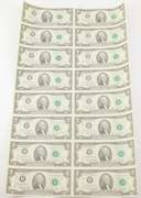 Lot (16) 1976 $2 Atlanta, GA United States FRN Uncut Sheet