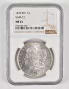 MS61 1878 8TF Morgan Silver Dollar - VAM-21 - Graded NGC