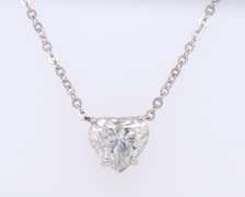 Significant White Gold 1.56ct Heart Diamond Pendant on Chain