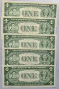 5 AU Consecutive 1935F $1 Silver Certificates