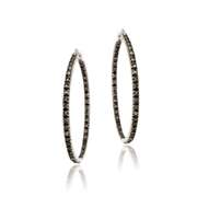 Sterling Silver 3/4ct. TDW Champagne Diamond Inside Out Hoop Earrings