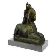 French Nude Nymph Resting on Sphinx Bronze Sculpture