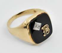 Man's Classic Black Onyx Initial Ring