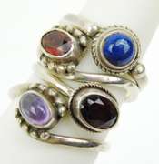 4 Sterling Silver Gemstone Rings