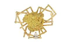 14K Yellow Gold 0.63 Ct Pear Diamond Raw Nugget Geometric Pin/Brooch