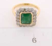 Blushing Emerald and Diamond Ring