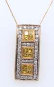 Dreamy 1.50ctw Yellow and White Diamond Bar Pendant on Chain w LGL Cert