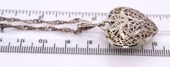 Vintage Sterling Silver 3D Heart Shaped Pendant on Chain