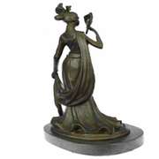 1920 Style Girl Holding a Mask Bronze Sculpture