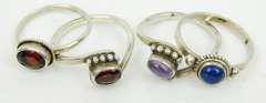 4 Sterling Silver Gemstone Rings