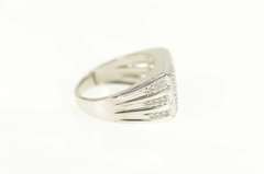 14K White Gold 0.66 Ctw Pave Diamond Squared Men's Ring