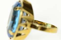 14K Yellow Gold 1940's 16.75 Ct Blue Topaz Cocktail Ring