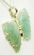 Large Sterling Jade Butterfly Pendant & Chain