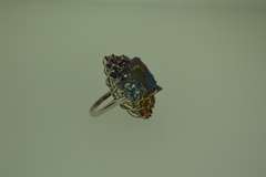 Sterling Silver Drusy Quartz With Gemstones