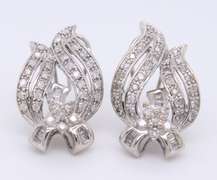 Dazzling White Gold Diamond and Bagutte Earrings