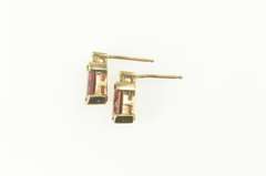 10K Yellow Gold Emerald Cut Garnet Diamond Accent Stud Earrings