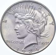 1934 Peace Silver Dollar - Wiped